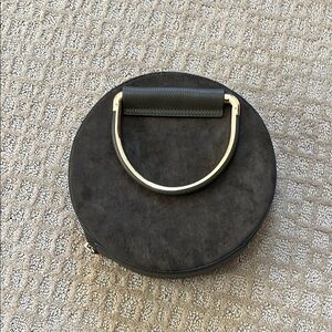 Le Chateau Olive Green Clutch with Artistic Circular Design
